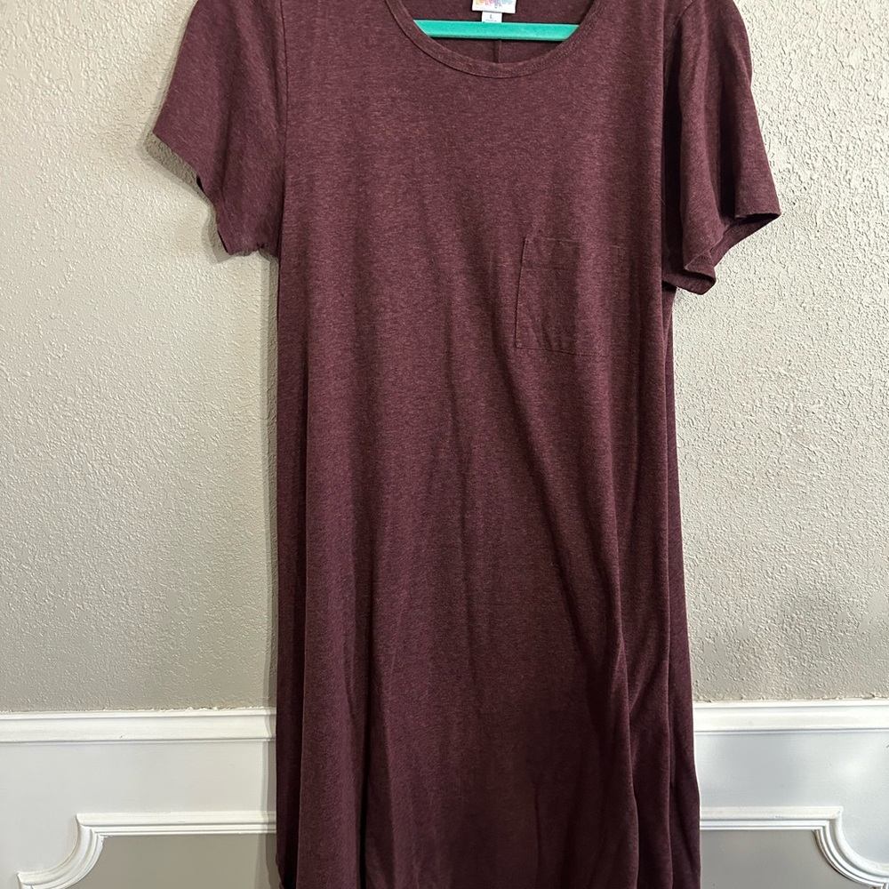 Lularoe Carly Casual Burgundy T-Shirt Dress